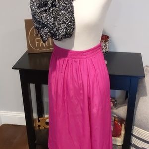 Pink silk circle midi skirt